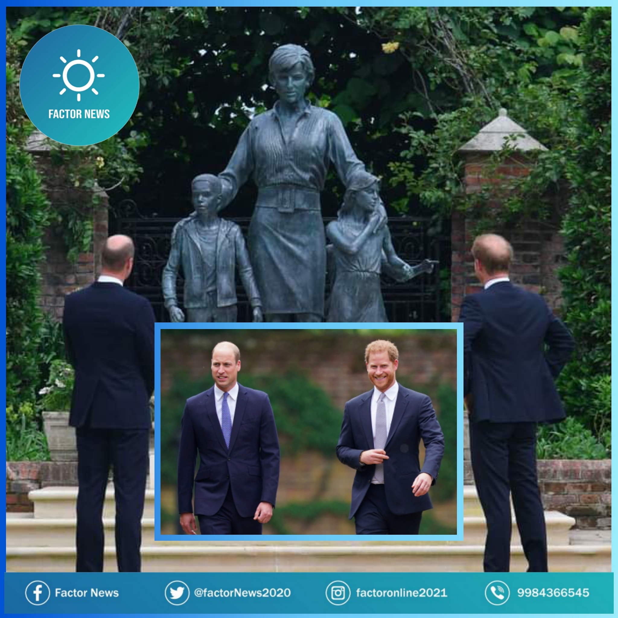 Príncipes William y Harry inauguran estatua de Lady Di el día que cumpliría 60 años.