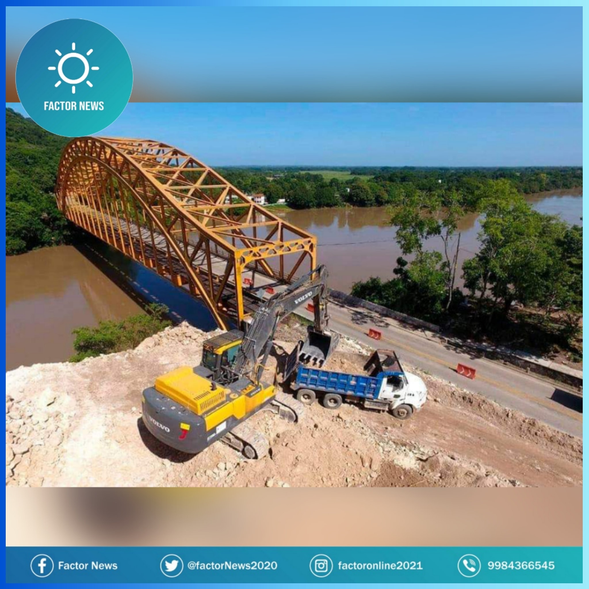 Tren Maya avanza en Tabasco con la construcción de un nuevo puente en Tenosique.